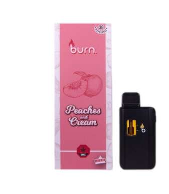 Burn 3mL Disposable Vapes – Peaches and Cream THC Distillate