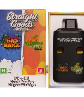 Straight Goods Supply Co. 6 Gram Dual Chamber Disposable Vapes – Gas Cake + Tangerine Haze THC Distillate