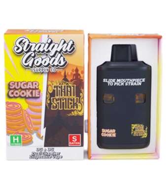Straight Goods Supply Co. 6 Gram Dual Chamber Disposable Vapes – Sugar Cookie + Thai Stick THC Distillate