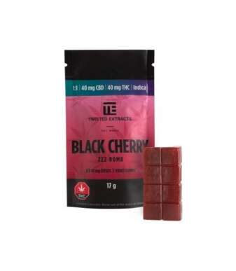 Twisted Extracts Jelly Bombs 1:1 40mg THC + 40mg CBD – Black Cherry (Indica)