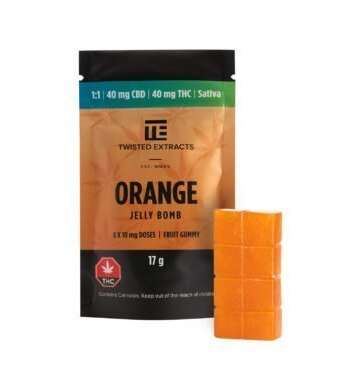 Twisted Extracts Jelly Bombs 1:1 40mg THC + 40mg CBD – Orange (Sativa)