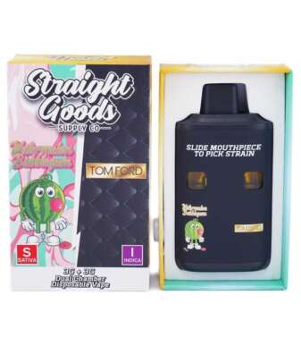 Straight Goods Supply Co. 6 Gram Dual Chamber Disposable Vapes – Watermelon Bubblegum + Tom Ford THC Distillate