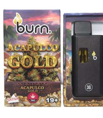 Burn 3mL Disposable Vapes – Acapulco Gold THC Distillate