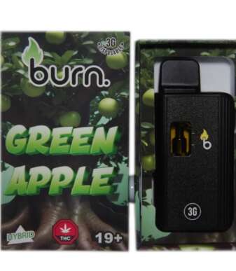 Burn 3mL Disposable Vapes – Green Apple THC Distillate