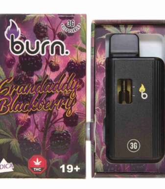 Burn 3mL Disposable Vapes – Granddaddy Blackberry THC Distillate