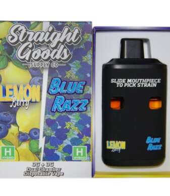 Straight Goods Supply Co. 6 Gram Dual Chamber Disposable Vapes – Lemon Berry + Blue Razz THC Distillate