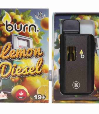 Burn 3mL Disposable Vapes – Lemon Diesel THC Distillate