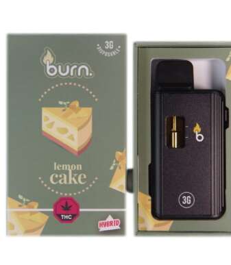 Burn 3mL Disposable Vapes – Lemon Cake THC Distillate
