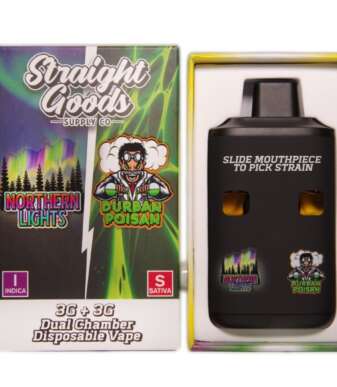 Straight Goods Supply Co. 6 Gram Dual Chamber Disposable Vapes – Northern Lights + Durban Poison THC Distillate