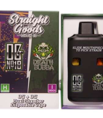 Straight Goods Supply Co. 6 Gram Dual Chamber Disposable Vapes – OG #18 + Death Bubba THC Distillate