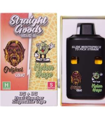 Straight Goods Supply Co. 6 Gram Dual Chamber Disposable Vapes – Original Glue + Melon Haze THC Distillate
