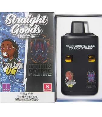 Straight Goods Supply Co. 6 Gram Dual Chamber Disposable Vapes – Snoop Dogg OG + Optimus Prime THC Distillate