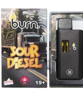 Burn 3mL Disposable Vapes – Sour Diesel THC Distillate
