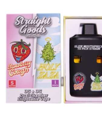 Straight Goods Supply Co. 6 Gram Dual Chamber Disposable Vapes – Strawberry Cough + Holy Zaza THC Distillate